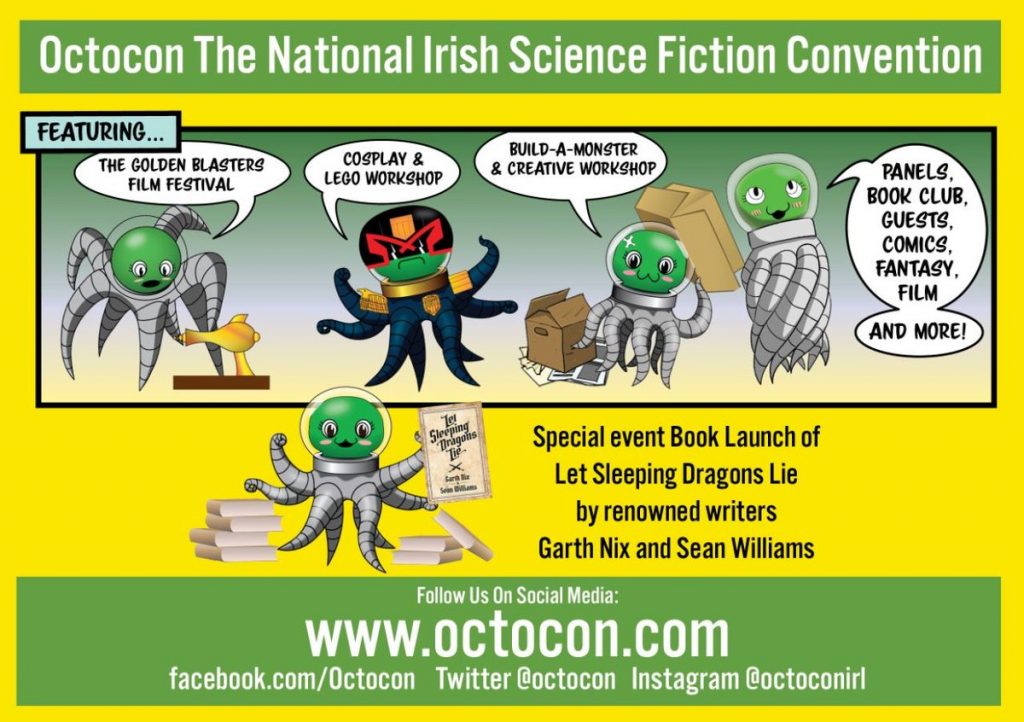 Octocon 2018 Flyer with green octos